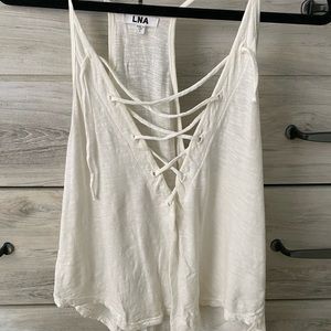 Tie front white tank top